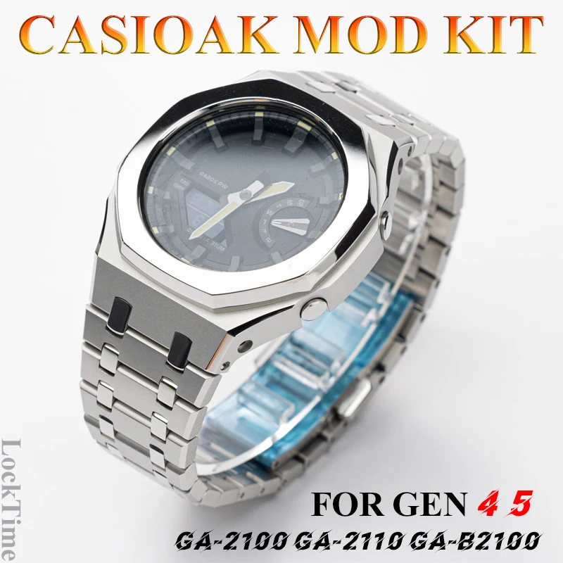 

GEN4 GEN5 Mod Kit For Casioak GA2100 GA-B2100 Metal Bezel With Screw Modification 5th 4th Generation Steel Case StrapGA2100 2110