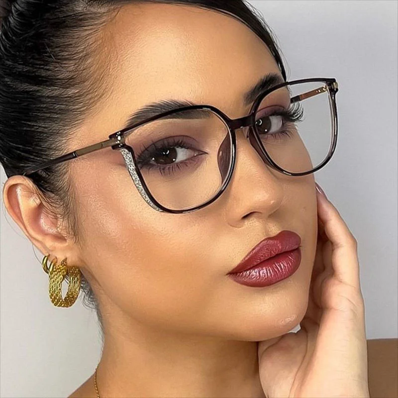 

Ultralight Big Frame Anti Blue Light Blocking Glasses Women Transparent Lens PC Frame Eyeglasses