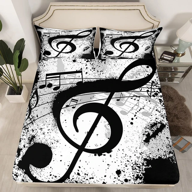 Juego de sábanas bajeras y fundas de almohada, ropa de cama con de música Rock, Musical, funda de cama con diseño Grunge - AliExpress