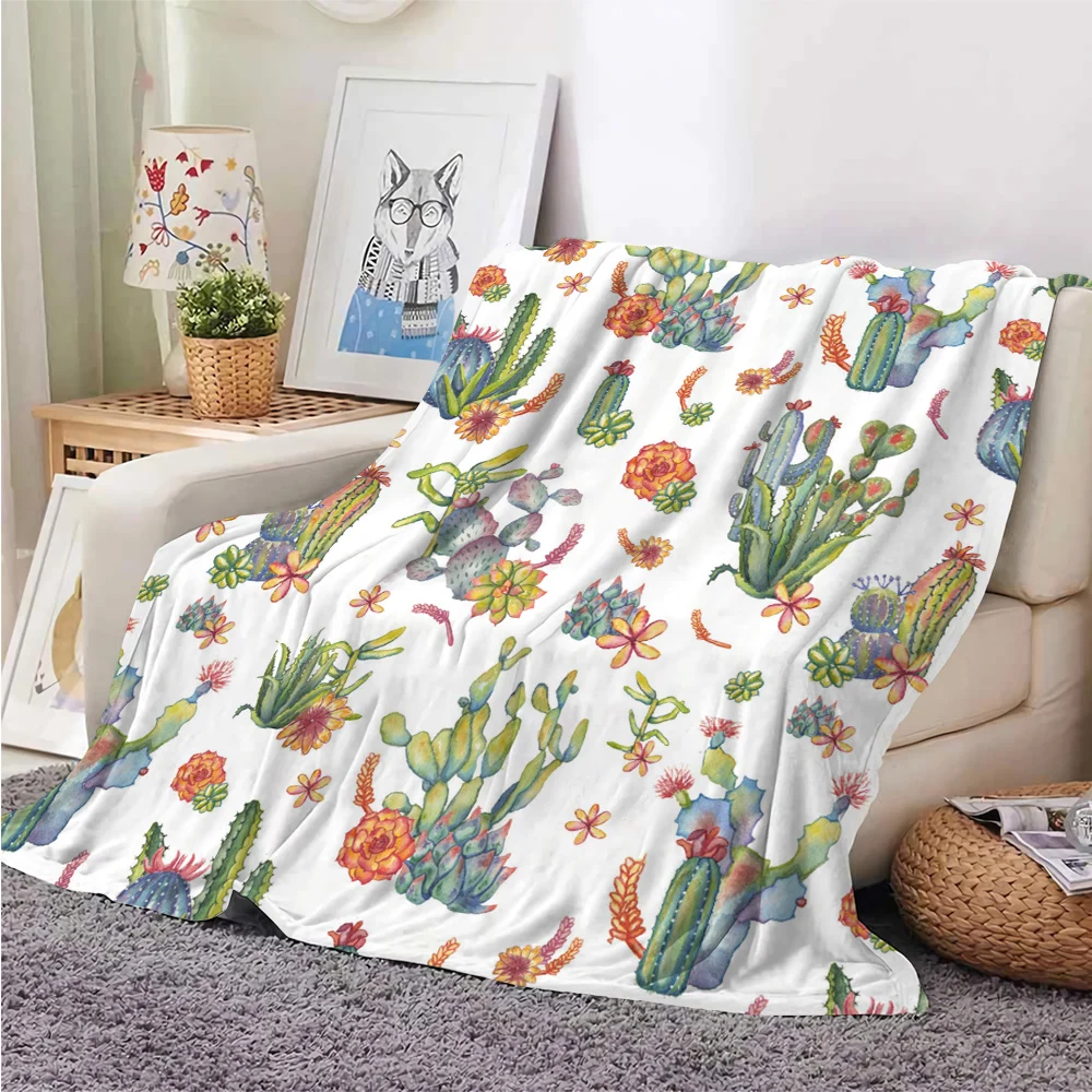 

HX New Fashion Flannel Blankets Desert Plant Succulent Cactus 3D Printed Throw Blanket Keep Warm Baby Comforter 5 Size