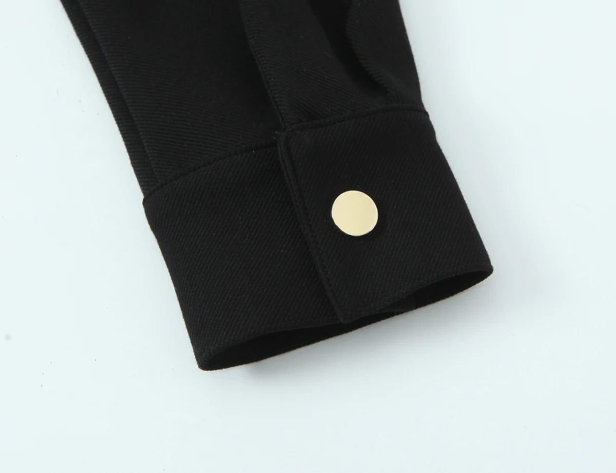 Women Elegant Slim Black Mini Dress Female Lapel Single Breasted Shirt Dress Lady Commut Party Fashion High Street Short Dress