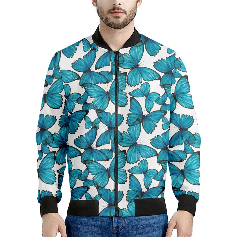 thumbnail image 1 of Chaquetas con estampado 3D de mariposas e insectos de colores para hombre, ropa holgada, sudadera informal, chaqueta bomber con cremallera, ropa de calle, abrigo, 1 of 5