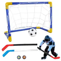 Hover Soccer Toys Set Anti-Bump High-Elasticity 2 In 1 Hockey Toys Hockey Net Targets Hockey Indoor Goal Set Indoor Mini Goal 1
