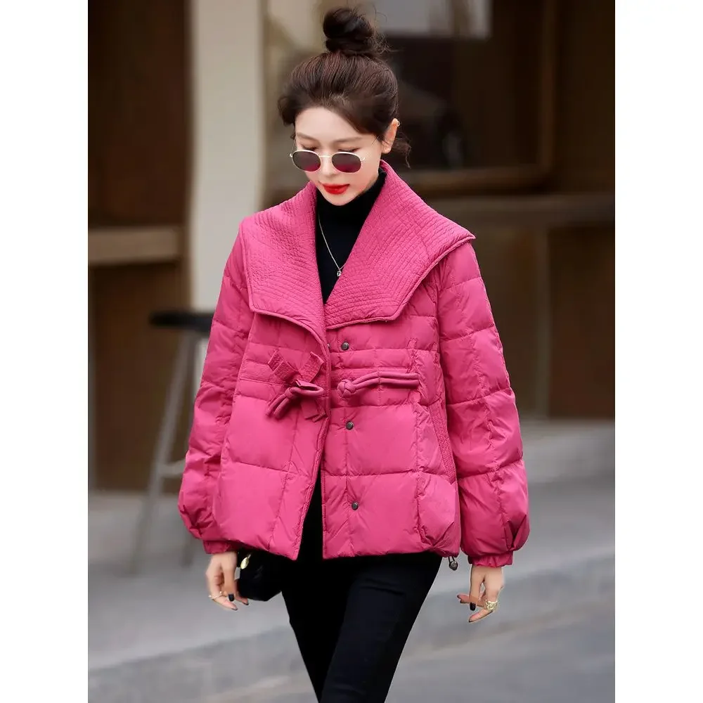 Luxury Down Cotton Jacket Women Winter Short Jacket 2023 New Korean Fashion Large Lapel Cotton Jacket Designer Free Shipping