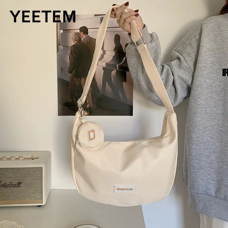 

Повседневная нейлоновая сумка через плечо для женщин, водонепроницаемые нейлоновые повседневные Наплечные сумки на молнии для студентов колледжа