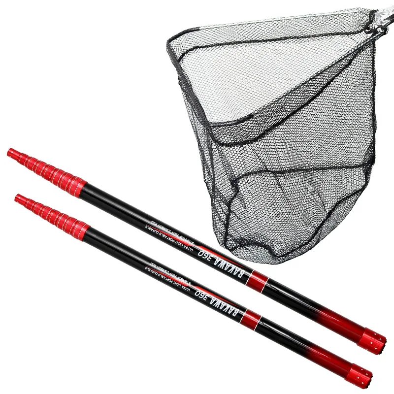 

JOSBY Carbon Fishing Rod Nets Collapsible Rhombus Mesh Hole Depth Folding Durable Nylon Landing Dip Net 4M 3M 2.1M 3.6M