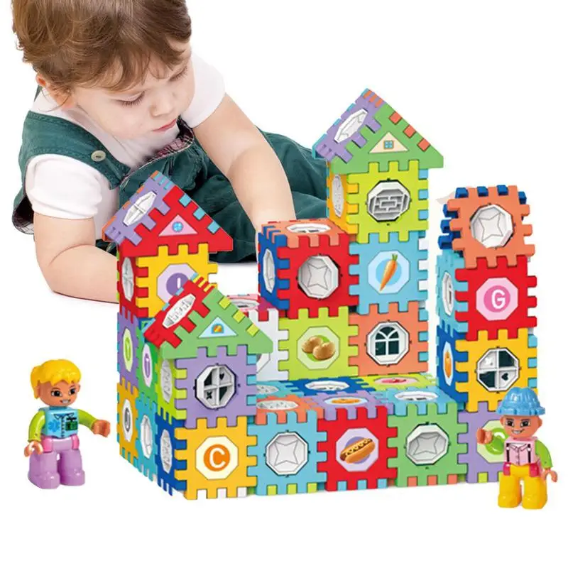 

Interlocking House Building Block Set STEM Developing House Brick Blocks Construction Toy Montessori interactive Educational Toy