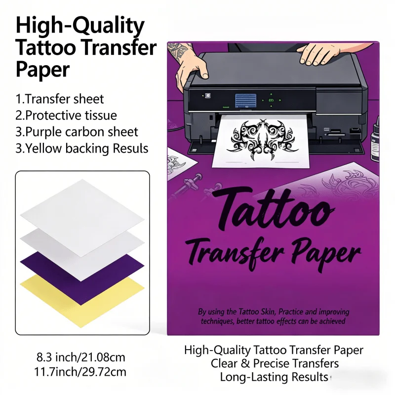 문신 전사지, 열전사지, 문신 템플릿 전사지, A4 사이즈, 4겹, 문서 인쇄용 사..