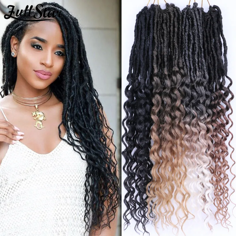 6 Packs Goddess Locs Crochet Hair Wavy Curly Faux Locs Crochet Braids  Synthetic Hair Extensions Dreadlocks Crochet Locs Low Temperature Braiding  Hair