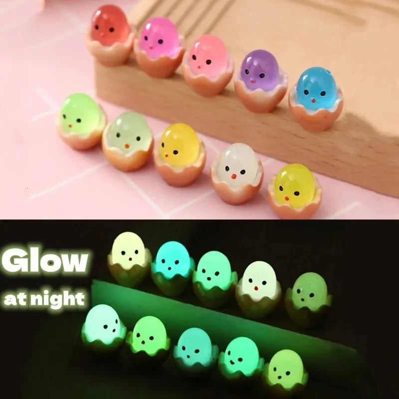 Luminous Eggs Resin Miniatures Birth Egg Glow At Night Fairy Garden DIY Accessories Mini Figurines Desk Decoration Toys 20PCS resin toy accessories