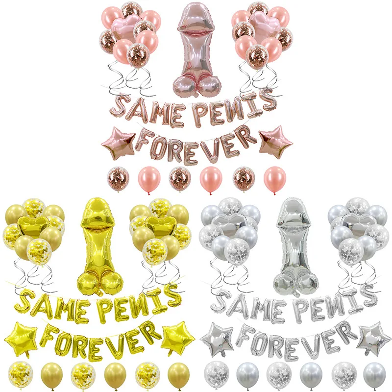 

Gold Letters Foil Balloons Banner Bachelor Party Single Man Marry