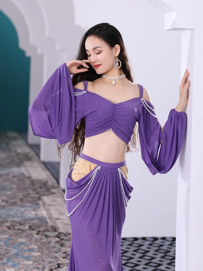 belly-dance-autumn-new-practice-clothes-court-beginner-oriental-dance-long-skirt-women's-practice-set-stage-performance