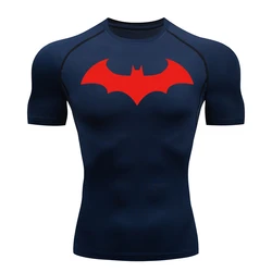 Men's Bat Graphic Compression Short Sleeve Workout Shirt - Quick Dry Athletic Tee - S (Navy 3)