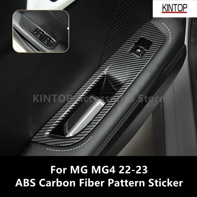 Convient pour MG4 EVMulan 2022-2024 ABS en fibre de carbone pour poignée de  porte intérieure, garniture de porte, cadre de cuvette, accessoire de