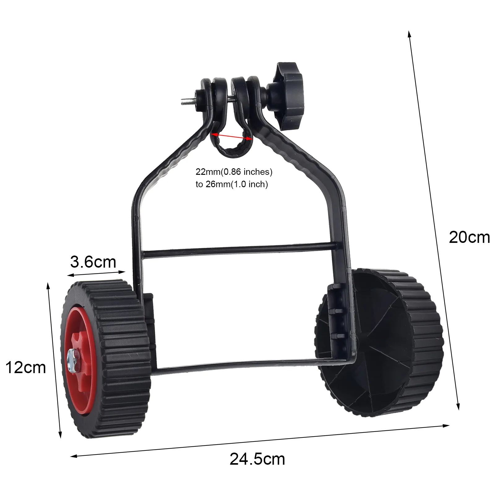 1pc Wheel Set 24.5x20cm Black String Trimmer Grass Cutter Adjustable