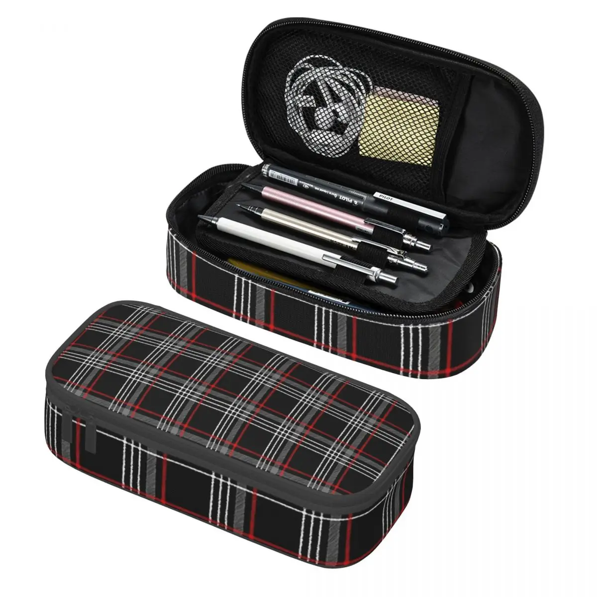 GTI Tartan Pencil Cases Large Storage Pen Bags Pen Box Pencil Pouch For Boys Girls Students Stationery School Office