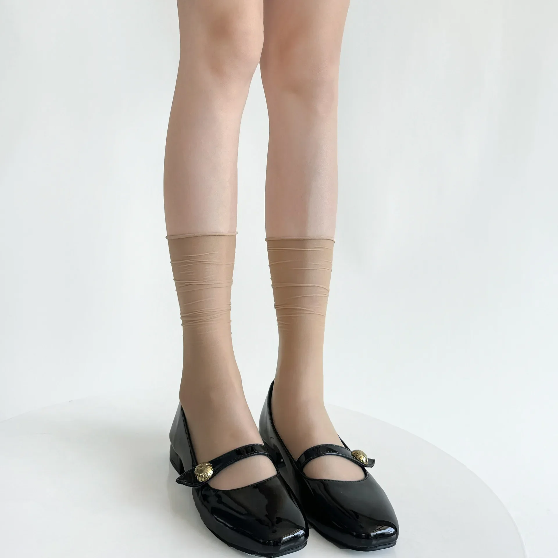 Women's Ultra-Thin Transparent Nylon Summer Socks - Breathable, Solid Colors