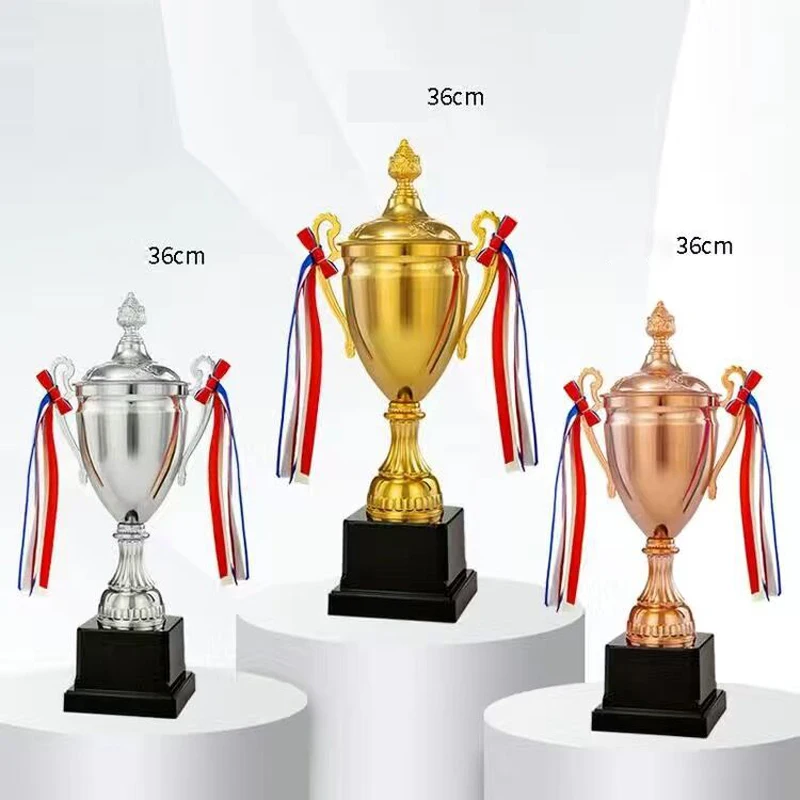 Commercial Covered Metal Trophy Universal Trophies  Souvenir Cup Customizable Reward Home Decor Gold, Silver, Bronze, Medal 1Pc