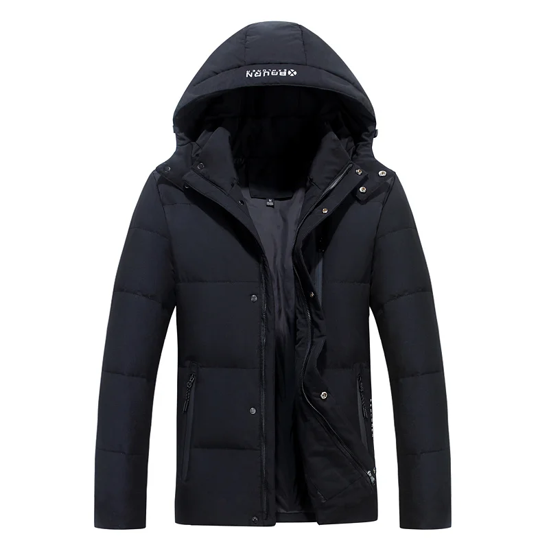 

2023 Brand Winter Down Jacket Men Hooded High Quality Thick 90% White Duck Coat Parka Warm Solid Zipper Black Outwear