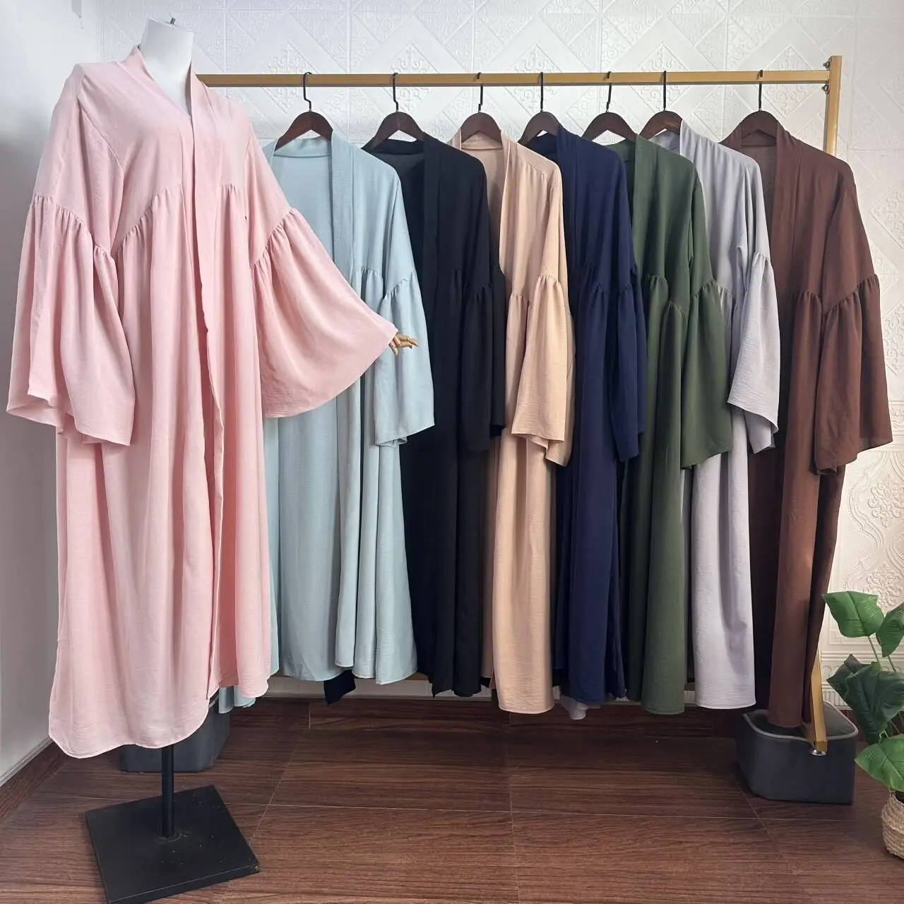 2024 New Open Abaya Muslim Women Kimono Coat Cardigan Elegant Female Long Robe Islam Clothing Modest Dress Moroccan Kaftan