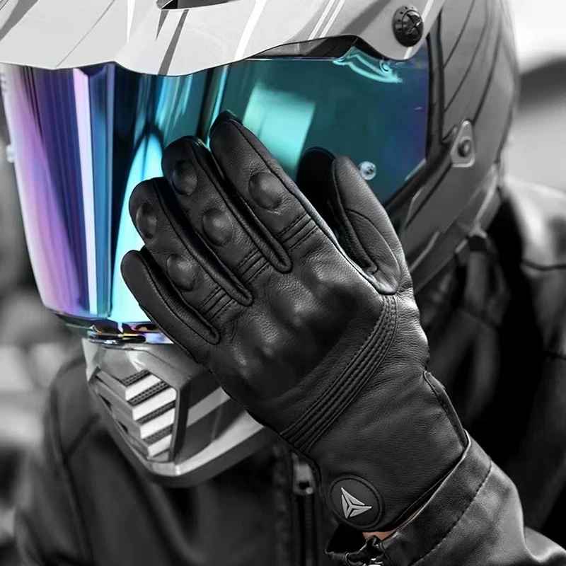 Winter Motorcycle Gloves Leather Men Women Warm Inner Windproof Touch Screen Genuine Leather Gants Luvas Guantes Motorbike ATV Motorcycle Gloves Sports Gloves Leather Motorcycle Gloves Winter Gloves