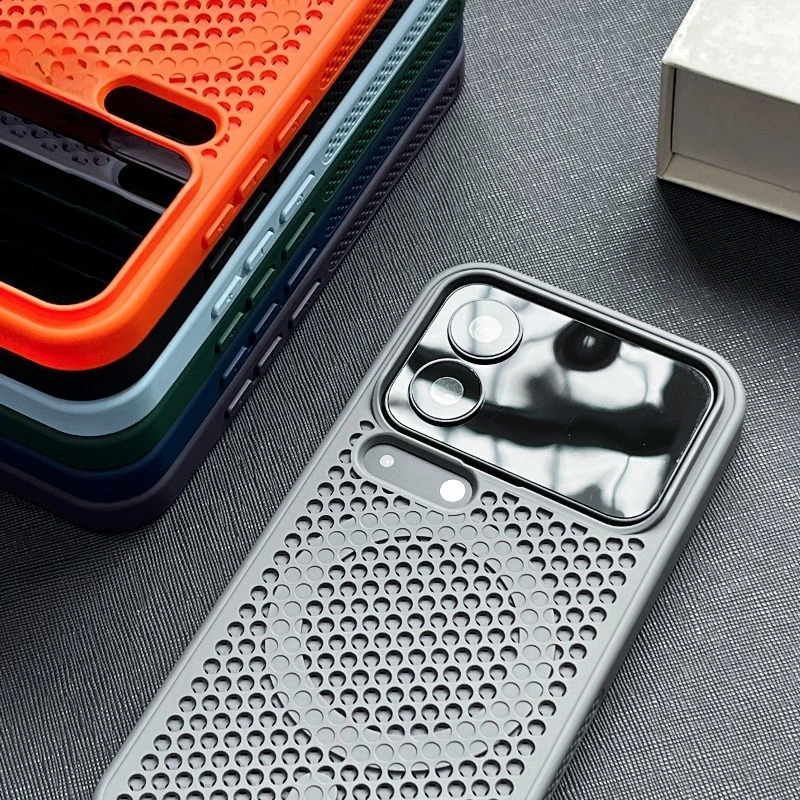 Luxury Magnetic Cooling Honeycomb Silicone Shockproof Case with Wireless Charging Capability