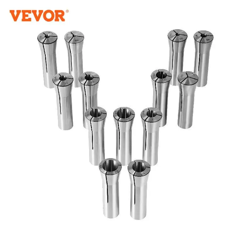 

VEVOR 13 pcs Precision R8 Collet Set 1/8'' - 7/8'' 45# Mill Collet Chuck 0.0012"/30μm TIR, 13 Labeled Storage Boxes for Milling