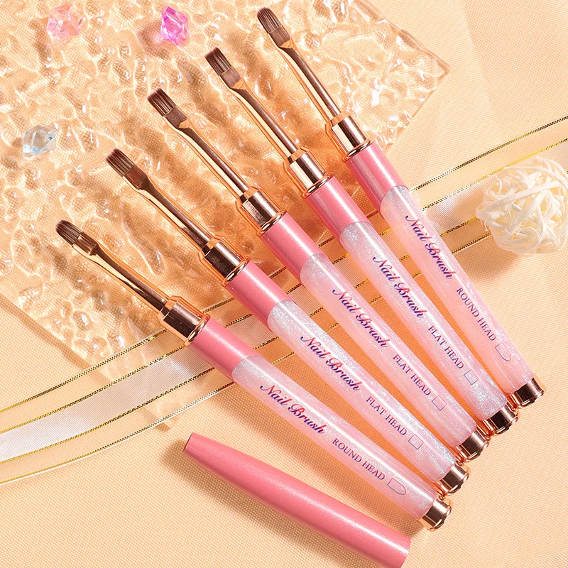 Pink Nail Glue Phototherapy Pen UV Gel Brush Pen Acrylic Nail Art Painting Drawing Brush Manicure Professionnel Brushes Tool 5
