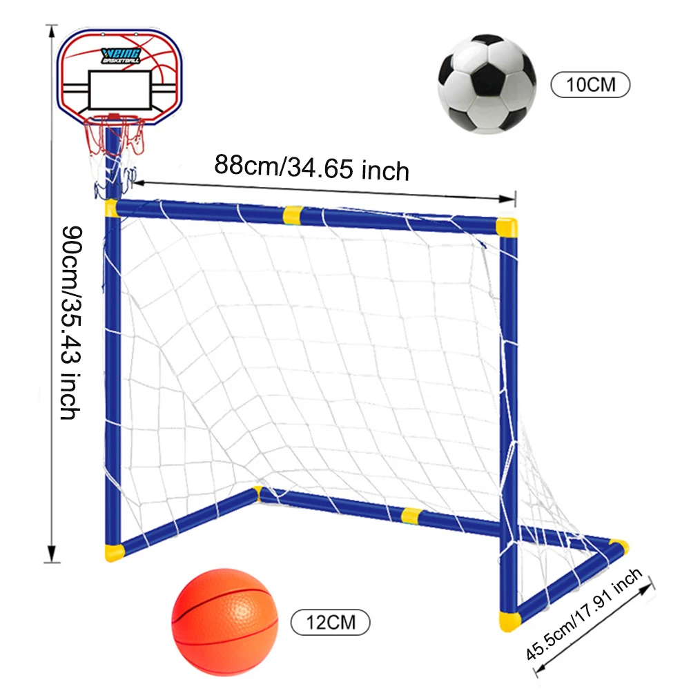 2 In 1 Detachable Football Goal with Basketball Hoop Football Goal Fun Games Toys for Boys Girls 3-12 Years Old