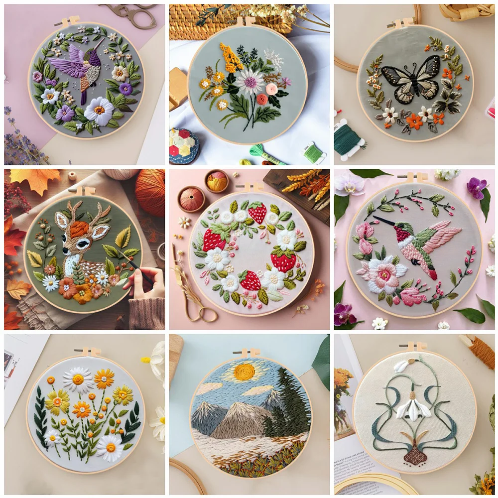 Floral Bird Embroidery Kit 1