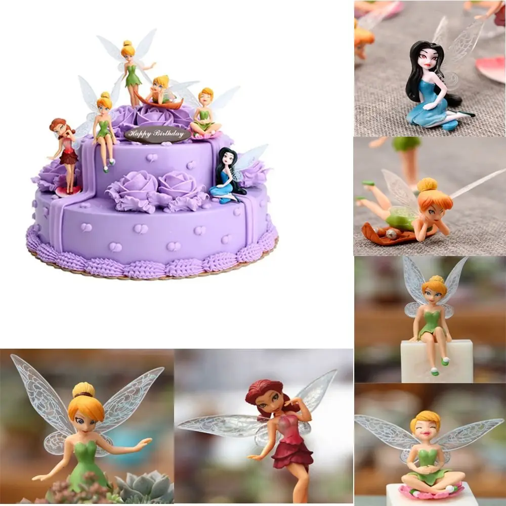 

6 шт., силиконовые цветы, феи, Декор, милые искусственные Цветные Крылья, миниатюрные искусственные садовые украшения, домашний декор