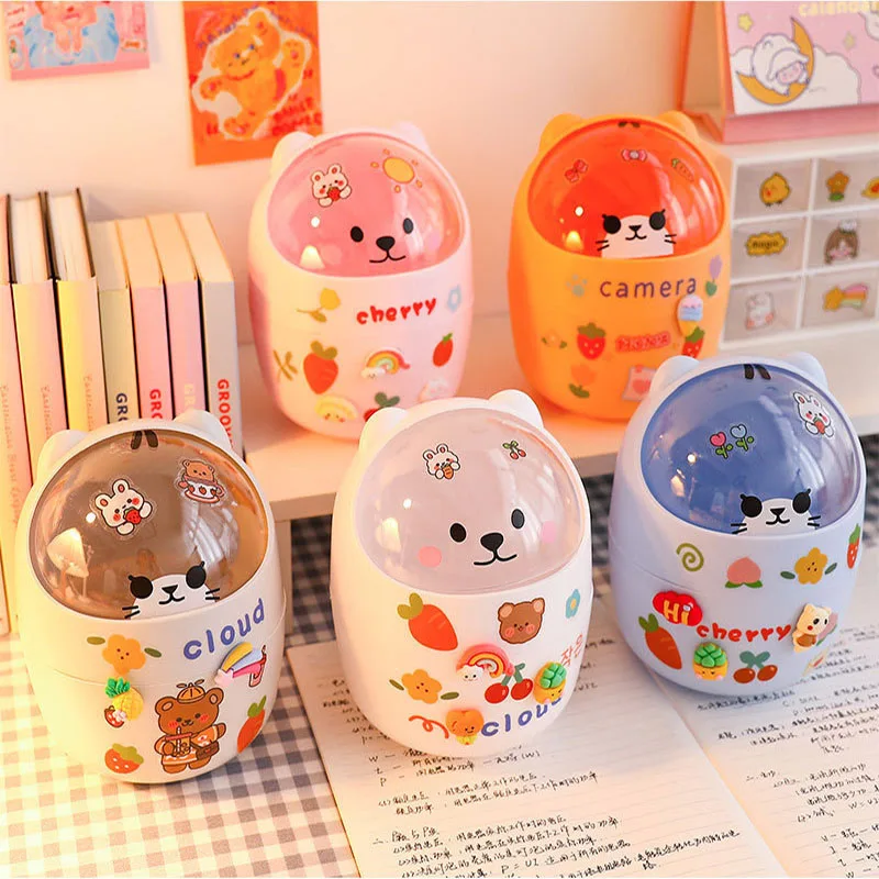 Kawaii Acrylic Pen Holder Desktop Organizer Office Stationery Cosmetics Storage Box Desk Storage Organizer Pen Holder Desktop Storage Box Stationery Organizer Stationery Storage Box