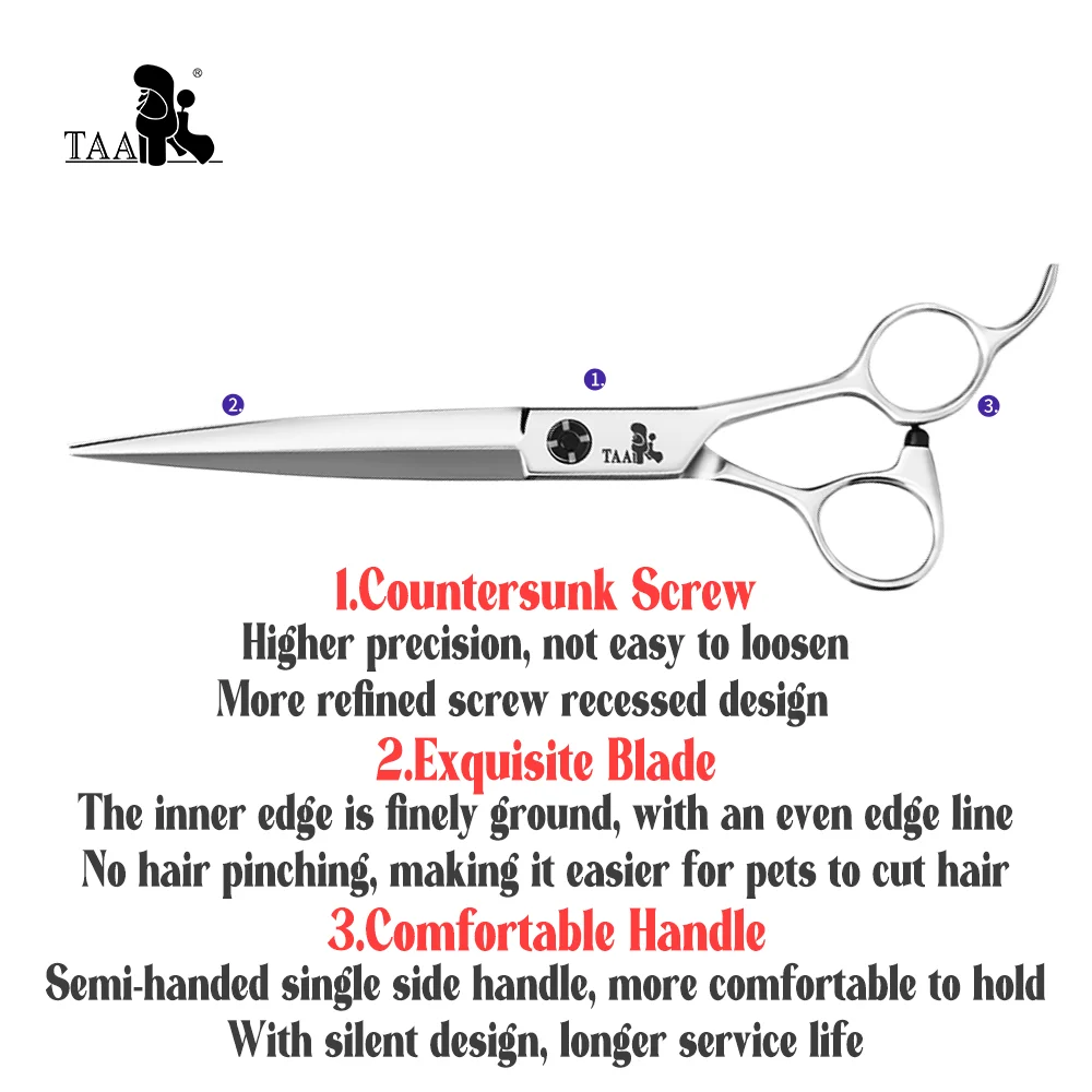 Dog Grooming Scissors Dog Grooming Scissors Kit TAA Dog Grooming Scissors Professional Pet Shears Alloy Steel Handmade for Dog High-end Pet Clipper Straight Shear KM