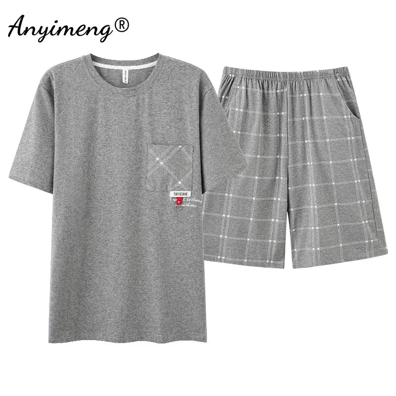 Pajama Sets New Summer Big Size 4XL-7XL Pajama Set Short Sleeve Shorts Pijamas for Men Fashion Cotton Mens Nightwear Cool Elegant Homewear pajama sets