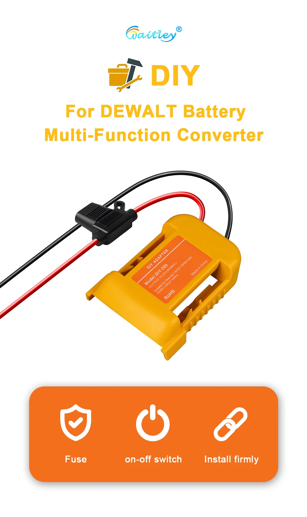 External Battery Adapter Converter for DEWALT 18V/20V/54V Battery DIY Power Tool