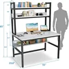 55 "computer Desk with Shelves, 4 Level Game Table with Large Wooden Tabletop, Metal Legs, Ideal Storage for Study Work 2