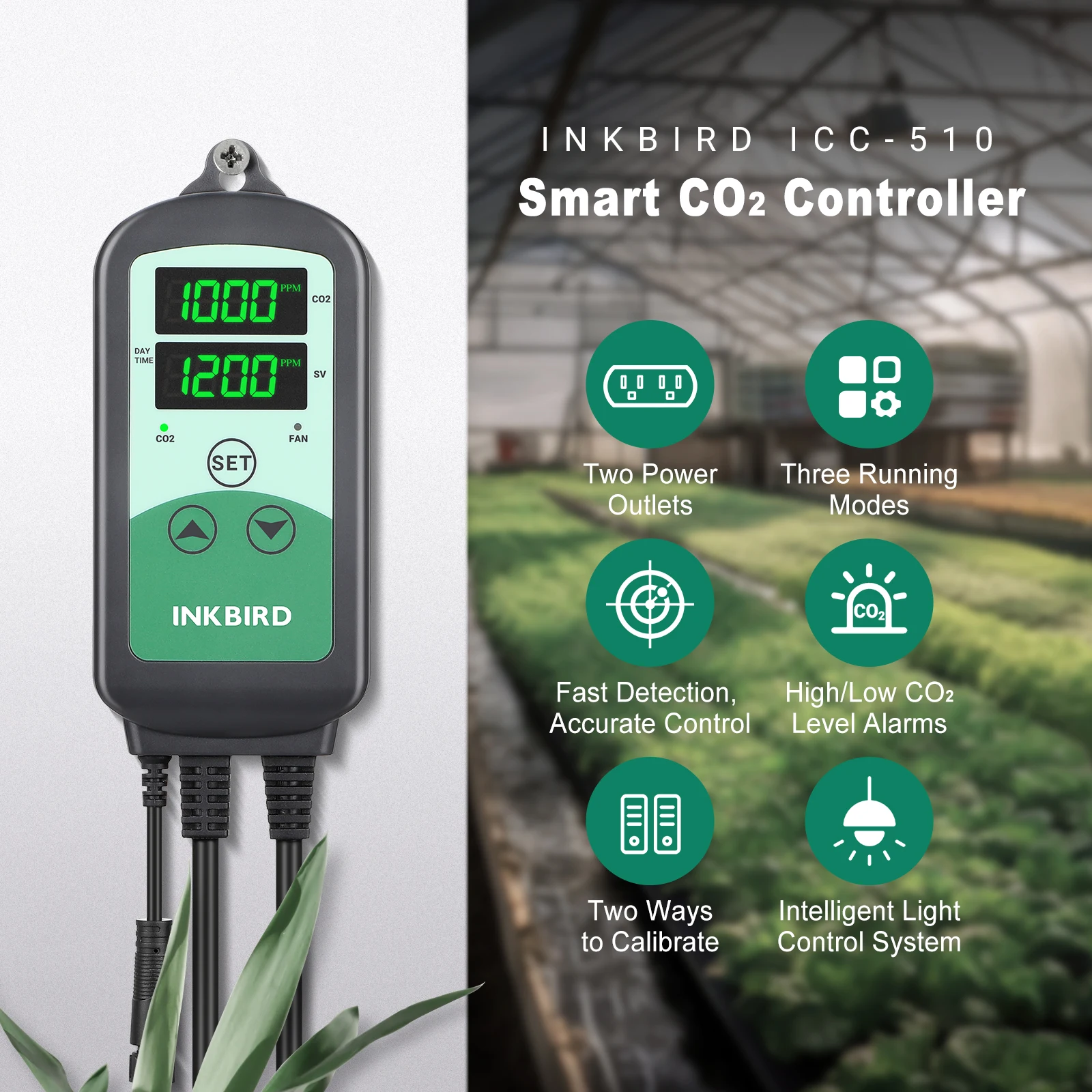 CO2 Controller Smart Carbon Dioxide Controller with 2 Outlets for CO2 Generator&