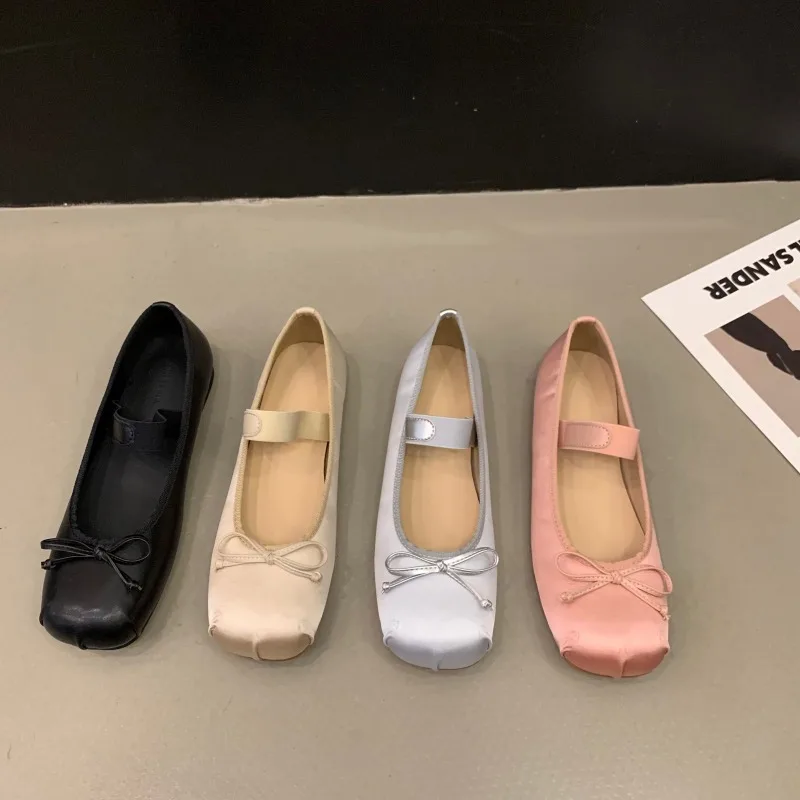 2025 Women Flats Fashion Classic Silk Ballet Shoes Women's Spring Vintage Satin Silver Mary Shoes Women Elegant Valentine Shoes 4