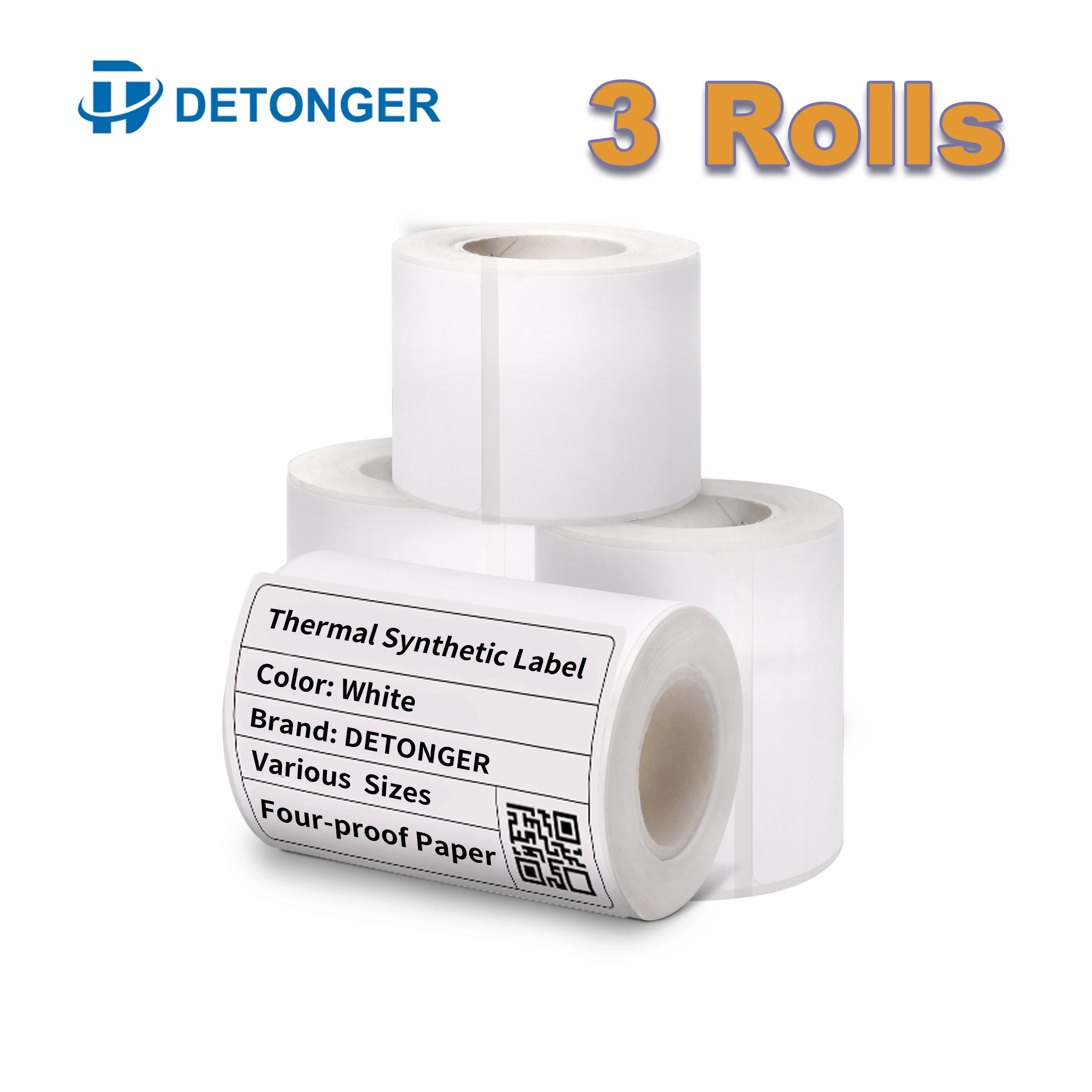 Thermal Adhesive Label Papers for DETONGER P1 DP23 DP30 DP80 3 Rolls Waterproof Oilproof Tear Resistant  Sticker 5 rolls of cable thermal synthetic label paper adhensive waterproof oilproof scratchproof anti alcohol tear proof