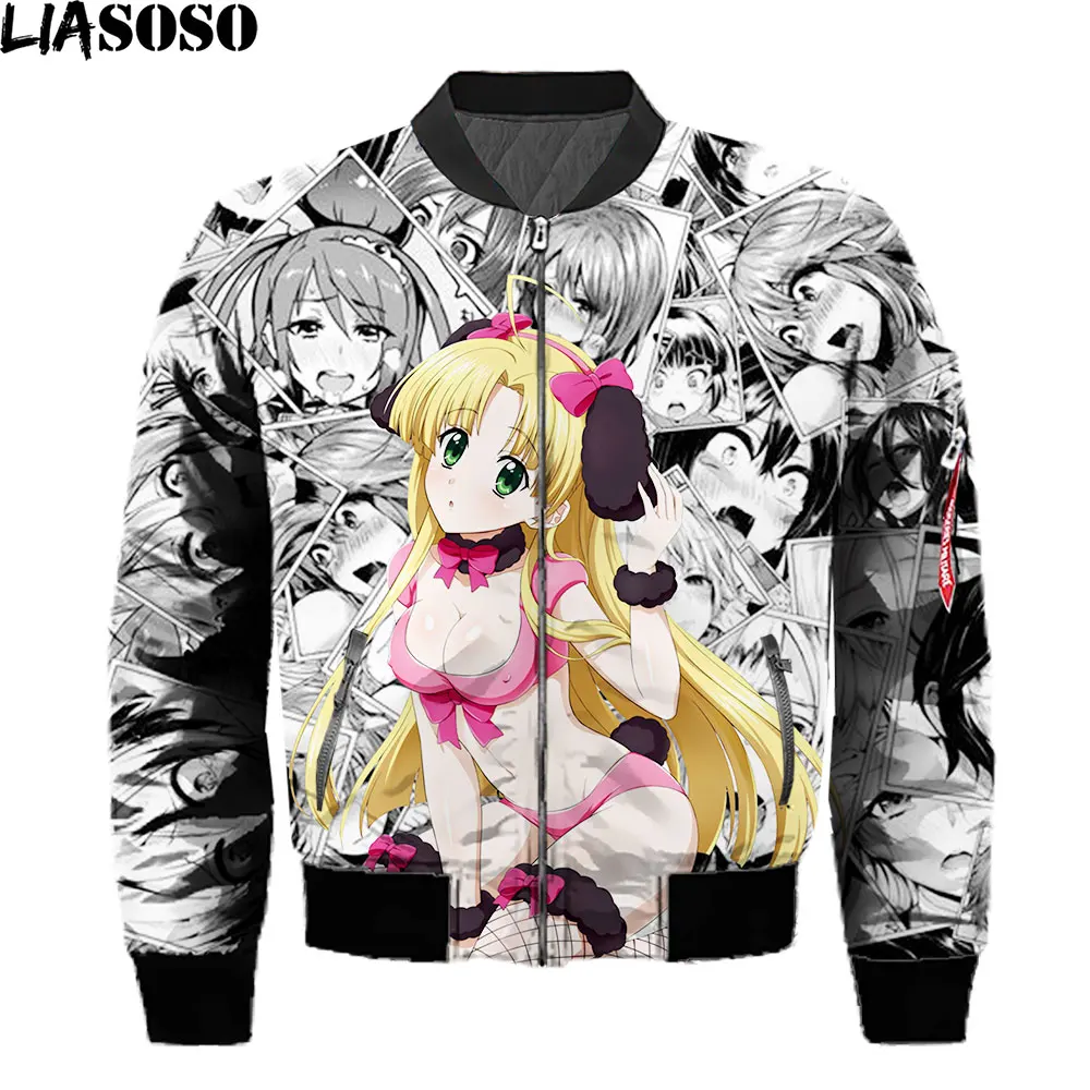 LIASOSO Men Jacket Winter Clothes Rias Gremory High School DxD Street Anime Loose Pervert Jacket Women Men Buttocks Alternative