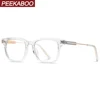 Peekaboo unisex blue light filter glasses for women half metal square glasses frame for men TR90 spring hinge black transparent 1