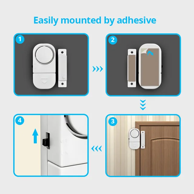 KERUI Door Window Sensor with Battery Independent Opening Magnetic Door Sensor 90db Wireless Security Alarm for House Home 4