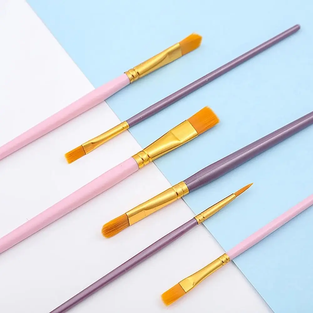 10Pcs/set Nylon Hair Artist Paint Brush Set Watercolor Acrylic Paintbrush Professional Colorful Oil Painting Brushes 6