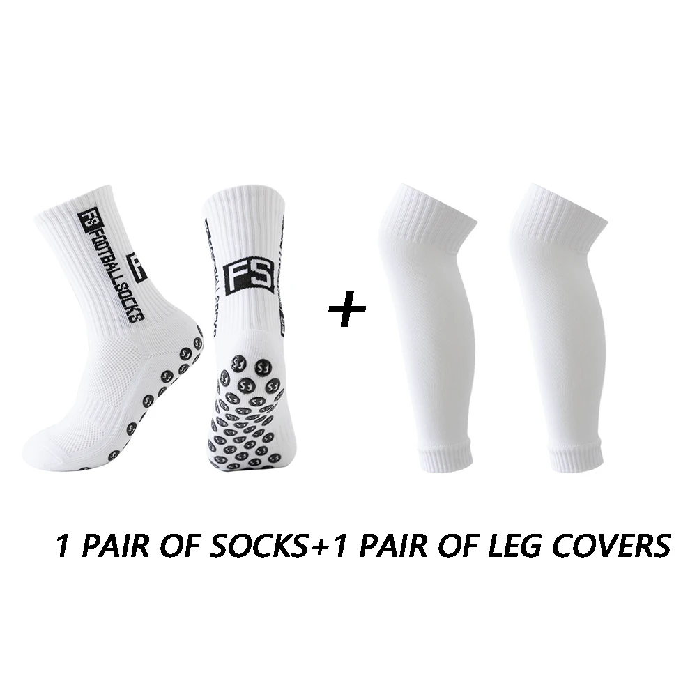 Sports Socks 1 pair of combination adhesive point anti slip sweat and odor resistant football sports socks + leg protectors