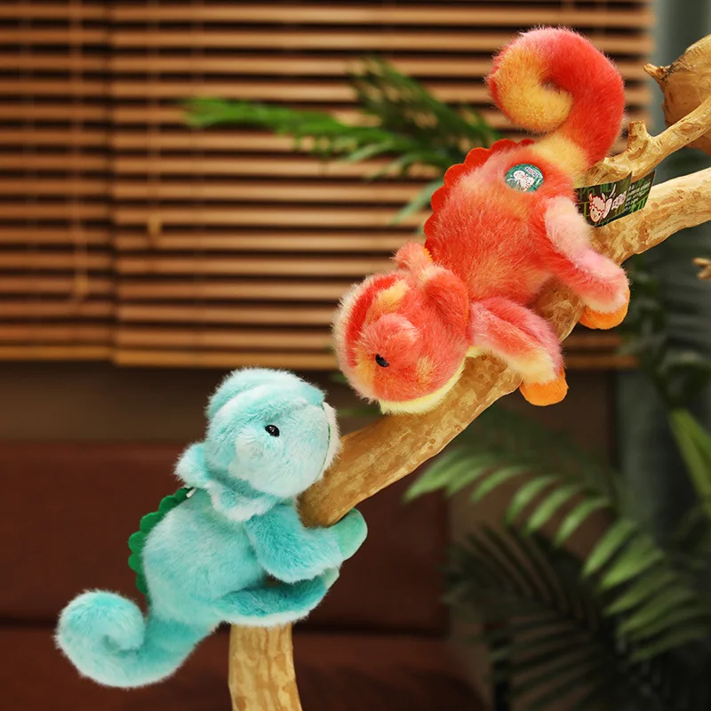 20cm Cartoon Colorful Chameleon Plush Doll Magnetic Reptile Toy Cute Home Decor Gift for Children Simulation Soft Stuffed Animal