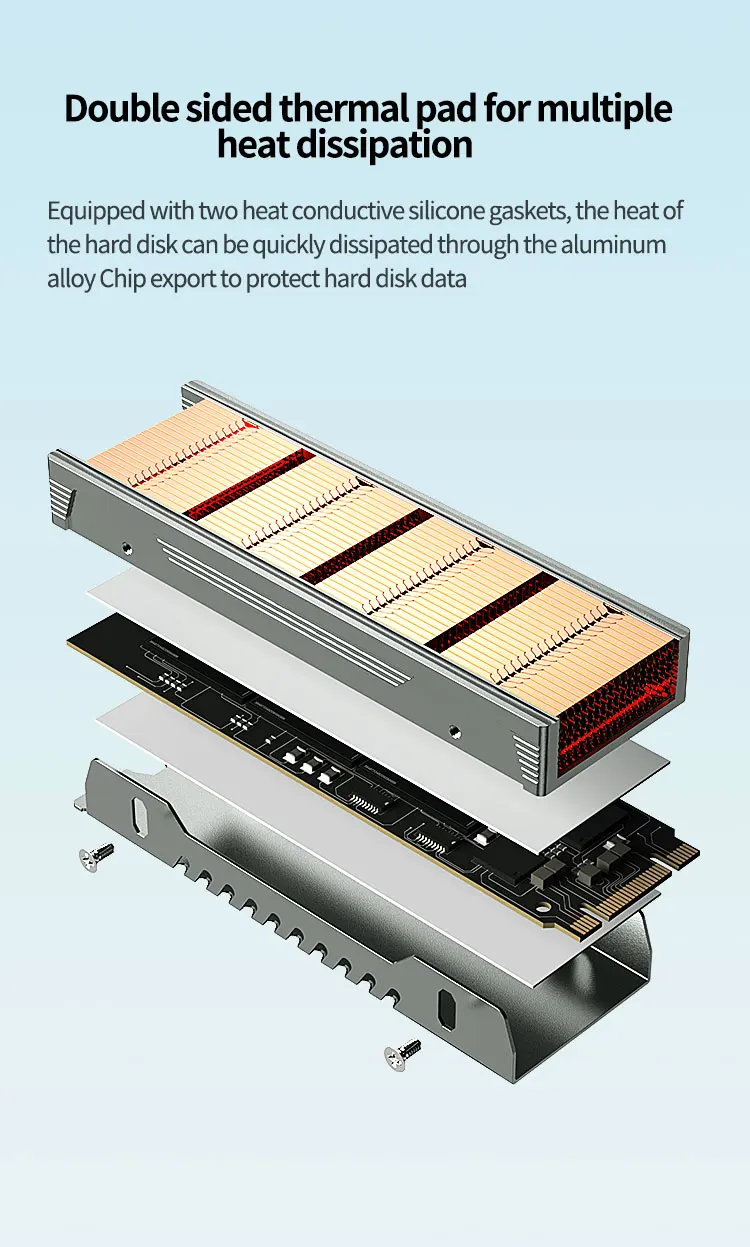 M.2 SSD NVMe Heat Sink M2 2280 Solid State Drive 36 Cooling Fin Radiator with Th