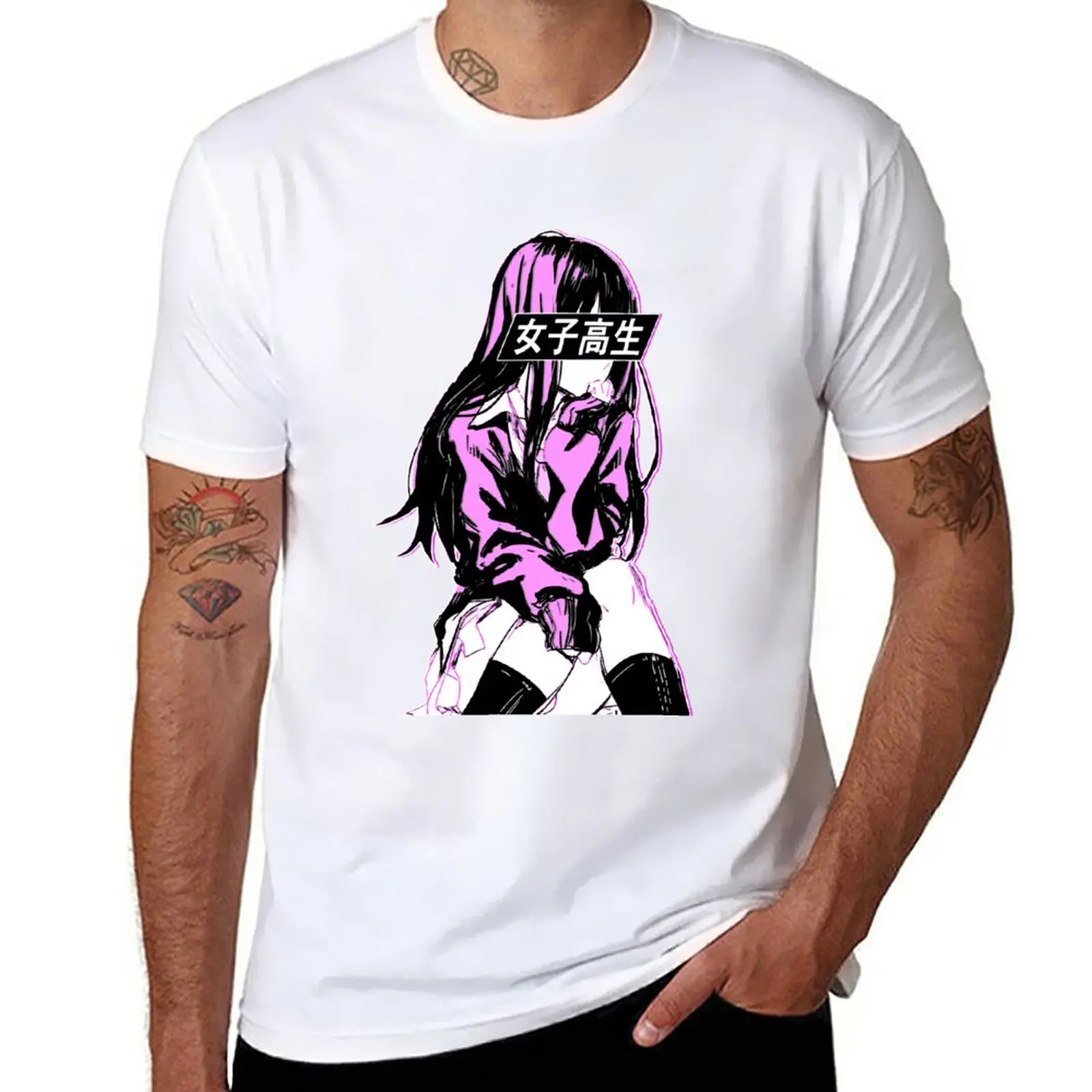 

SCHOOLGIRL (Pink) - Sad Anime Japanese Aesthetic T-Shirt tees summer clothes quick drying customs mens t shirts casual stylish