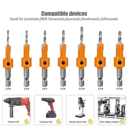 Hexagonal Shank Countersunk Drill Woodworking Drill Bits Hide Screw Holes Double Edged Punch High Speed Steel Woodworking Tools