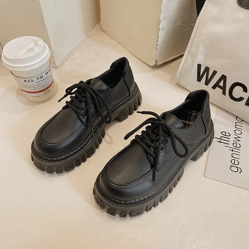 Women Loafers Classic Platform Chunky Heel Black Ladies Pumps Female Mary Jane Derby Lolita Sweet Round Toe College Shoes lolita shoes,platform pumps,women loafers shoes