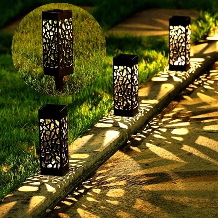 

PAMNNY 2 In 1 Solar Led Hollowing Out Light 2/4pcs Outdoor Waterproof Landscape Lawn Lamps for Courtyard Patio Garden Decoration